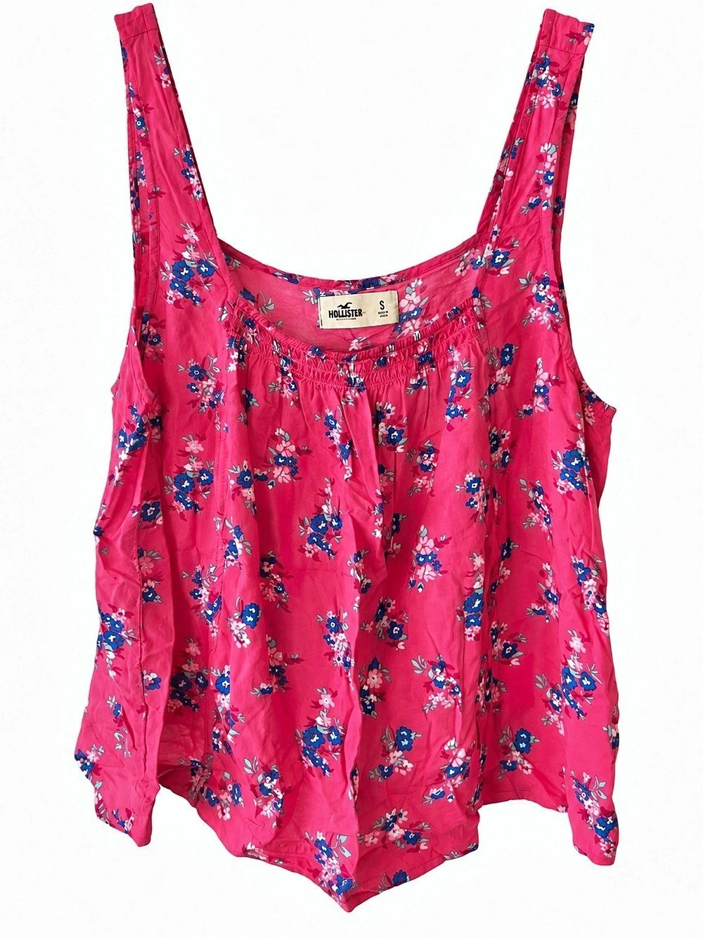 Hollister Floral Tank Top in Pink & Blue Size Small